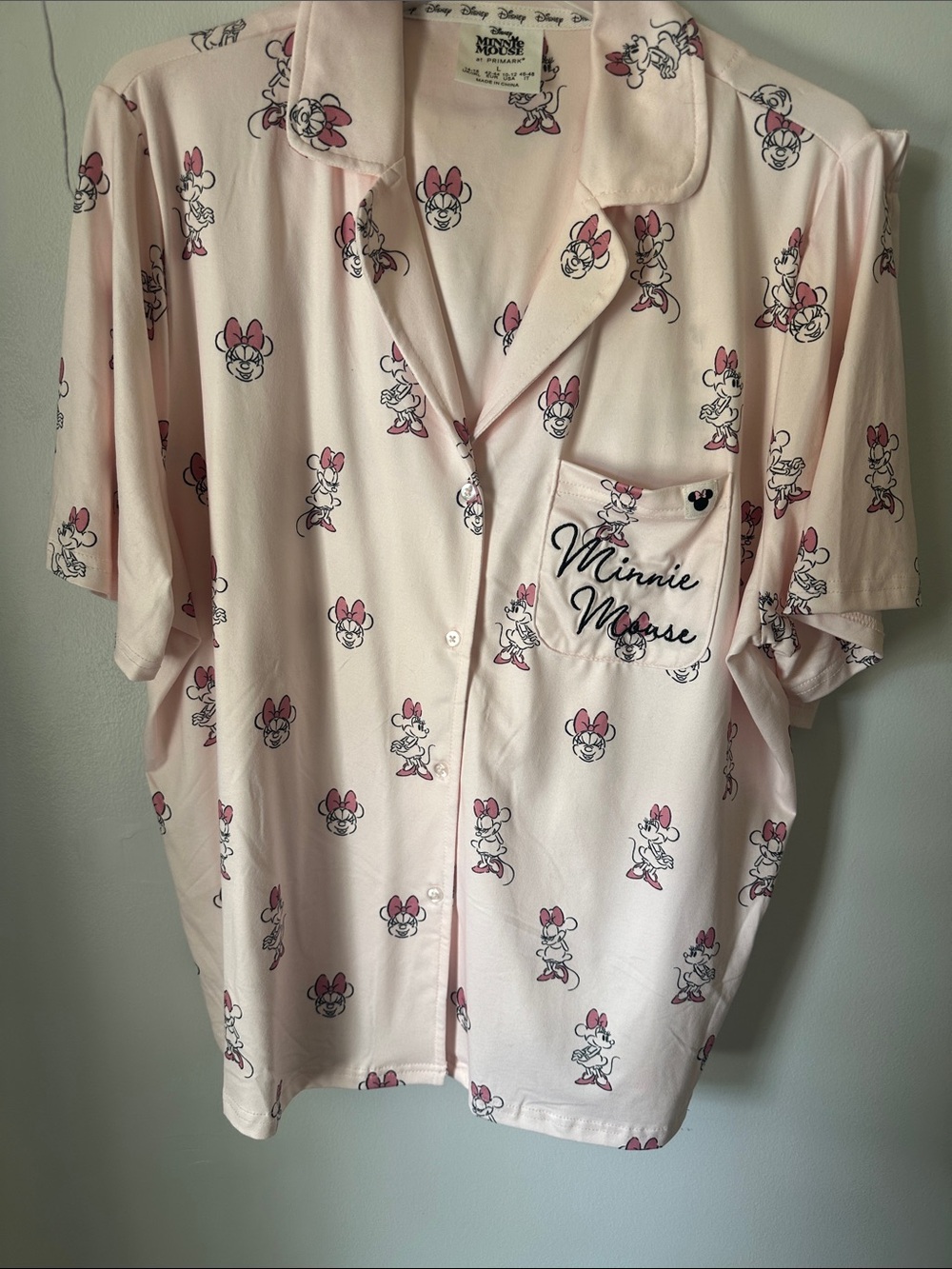 Disney Minnie Mouse Pale Pink Button-Up short pajama set